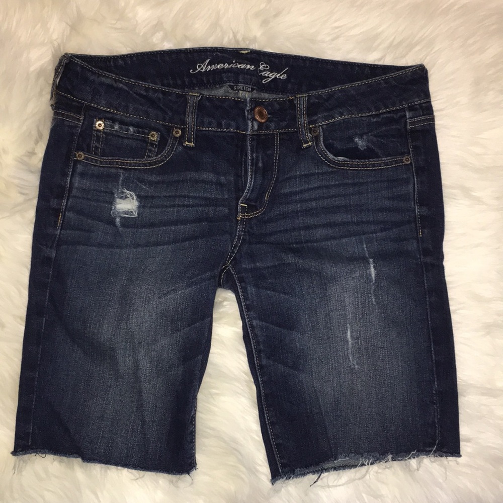American Eagle Distressed Dark Bermuda Shorts